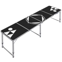 Outsunny Campingtisch, klappbar, leicht, höhenverstellbar, Aluminiumrahmen, 240 x 60 x 54/62/70 cm, Schwarz(m-1)