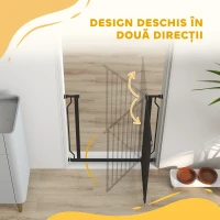 PawHut Poartă Extensibilă și Reglabilă pentru Câini, pentru Scări și Uși, din Oțel și ABS, 75-85x76 cm, Neagră(m-8)