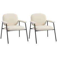 HOMCOM Set de 2 Fotolii din Chenilă cu Spătar Modelat, Crem(m-1)