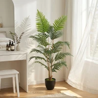 HOMCOM Artificial Fern Topiary Tree, Realistic Artificial Plant in Cement Pot, Fake Plant, 120cm(m-2)