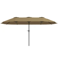 Outsunny Sombrilla Doble 4x2,2 m Sombrilla Terraza Exterior con Manivela Manual Impermeable y Protección UV30+ Café(m-1)
