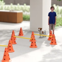 PawHut Ensemble d'Agilité pour Chien 6 Pièce, Parcours d'Obstacle hauteur réglable avec Sac de Transport, Orange(m-9)