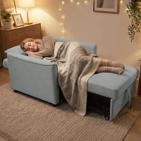 HOMCOM 3-in-1 Schlafsessel, Ausziehbarer Sofa-Bett Sessel mit Verstellbarer Rückenlehne, Grau(m-8)