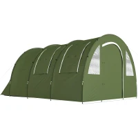 Outsunny 4 Man Camping Tent with 2 Room, Floor and Carry Bag - Green(m-15)
