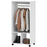 HOMCOM Kleiderschrank Garderobe,60 cm x 40 cm x 127 cm, 1 Kleiderstange, 2 Regale, Weiß(m-11)