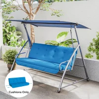 Outsunny Auflagen-Set für Hollywoodschaukel 170 cm Stuhlkissen Schaukelauflage Sitzkissen Gartenschaukel Gartenpolster Rückenkissen Seitenkissen Blau(m-10)