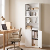 HOMCOM Bookcase Adjustable Shelf Bookshelf Anti-Tip Hardware 6-Tier, White(m-2)