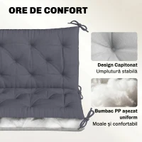 Outsunny Pernă de Grădină Modernă pentru Locuri de Ședere Exterioare cu 6 Curele, Pernă Exterioară Umplută cu Bumbac și Poliester, pentru Canapele, Balansoare, Bănci, 150x98x8 cm, Gri Închis(m-5)