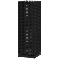 Outsunny Lámpara de Pie de Ratán Sintético con Luces LED para Decoración de Exteriores 15,5x15,5x47 cm Negro(m-12)