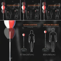 SPORTNOW Punching Ball de Podea cu Bază Umplubilă și Ventuze, Înălțime Reglabilă de la 147-165 cm, Negru(m-5)