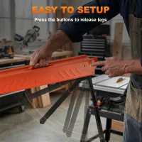HOMCOM Saw Horses Twin Pack, Folding Work Bench Sawhorses with Height Adjustable Legs, 2x4 Bracket, Orange(m-7)
