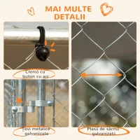 PawHut Țarc pentru Câini din Metal cu Acoperiș din Material Oxford și Ușă cu Închidere, 4x4x2,3m(m-6)