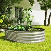 Outsunny Hochbeet Metall 2er Set 135 x 90 x 30cm Oval Hochbeete mit Gummistreifen(m-9)
