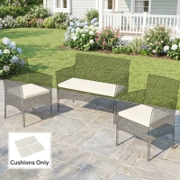 Outsunny Outdoor Seat Cushion Pads for Rattan Furniture, 3 PCs Garden Furniture Cushions, Cream White(m-9)