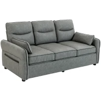 HOMCOM 3 Seater Sofa, Faux Leather Couch - Grey(m-12)