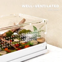 PawHut Acrylic Reptile Terrarium with Top Sliding Door, Vents, for Leopard Gecko, Hognose Snake, 30 x 20 x 15 cm(m-7)