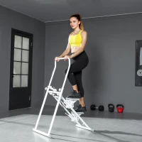 SPORTNOW Stepper Vertical Climber pliabil cu mânere reglabile, pedale antiderapante și monitor LCD, alb(m-10)