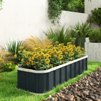 Outsunny Galvanised Raised Garden Bed, 5 x 2 x 1 ft Metal Planter with Gloves and Folded Edging, Dark Grey(m-10)