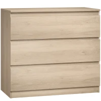 HOMCOM 3-Drawer Storage Organiser Unit, Chest of Drawers for Bedroom, Living Room, 80 x 39 x 73cm, Oak(m-1)