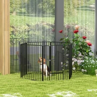 PawHut Țarc pentru Câini Mari cu 6 Panouri Modulabile din Oțel, 164x83x100 cm, Negru(m-10)
