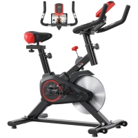 HOMCOM Cyclette da Casa con Resistenza Regolabile, Monitor LCD, Sensore Battito Cardiaco e Volano 6kg, Max.100kg