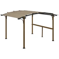 Outsunny Pergola tonnelle de jardin avec comptoir toit en forme d'arche - cadre en aluminium et acier dim. 4L x 2,6l x 2,4H m(m-1)