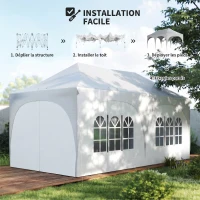 Outsunny Tonnelle pliante barnum imperméable anti-UV  6 parois latérales 6 sacs de sable 12 trous de drainage 3x6m blanc(m-8)