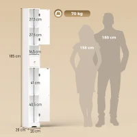 HOMCOM Badezimmerschrank schmaler Badschrank mit Schublade gewölbten Türen offenem Fach verstellbare Ablage 20x20x185 cm Weiß(m-3)