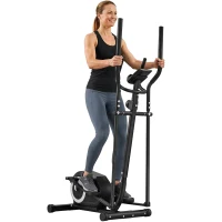 SPORTNOW Vélo Elliptique, Écran LCD, Résistance 8 Niveaux, Capteur Pouls, Bluetooth, Support pour Téléphone, 100x52x153cm, Gris(m-16)