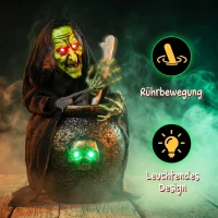 HOMCOM Geanimeerde Halloween-tafelheks met lachgeluid, verlichte ogen en geluid-/aanraakactivatie(m-6)