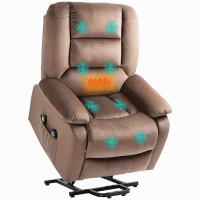 HOMCOM Aufstehsessel mit Massagefunktion, 90x93x110cm, Braun(m-12)