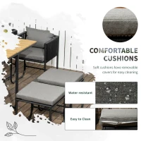 Outsunny 10 Seater Rattan Cube Garden Furniture Set, Rattan Dining Set with Cushions, Outdoor Dining Table and Chairs with 6 Armchairs, 4 Stools, Rectangular Wood Grain Plastic Top Table, Black(m-5)
