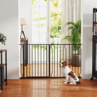 PawHut Extra Wide Dog Safety Gate, with Door Pressure, for Doorways, Hallways, Staircases - Black(m-19)