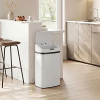 HOMCOM 48L Stainless Steel Sensor Bin - White(m-8)