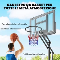 SPORTNOW Canestro da Basket per Esterni con Base Riempibile e Rotelle, in Acciaio, PE e PC, 120x120x370 cm(m-7)