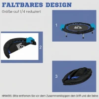 HOMCOM Fitnesstrampolin, klappbar, verstellbarer Haltegriff, Ø102x123H cm, bis 150 kg, Schwarz/Blau(m-5)