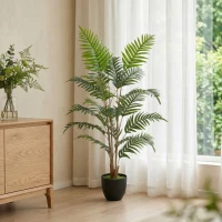 HOMCOM Artificial Fern Topiary Tree, Realistic Artificial Plant in Cement Pot, Fake Plant, 120cm(m-7)