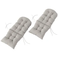 Outsunny Lot de 2 coussin de siège pour chaise Adirondack avec attaches sécurisées, design capitonné doux et épais, gris clair(m-12)