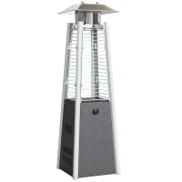 Outsunny Estufa de Gas Butano Portátil 3000W con Temperatura Ajustable Sistema Antivuelco y Ignición por Presión Plata y Bronce(m-1)