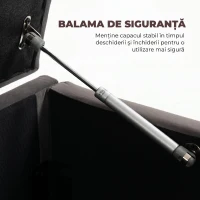 HOMCOM Pouf pentru ședere, suport pentru picioare, scaun, bancă mică, dulap pentru depozitare, gri(m-6)