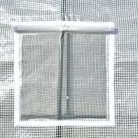 Outsunny Walk-In Lean to Wall Greenhouse with Windows and Doors, Outdoor Green House with 3 Tiers 4 Wired Shelves, 200L x 100W x 215Hcm, White(m-9)