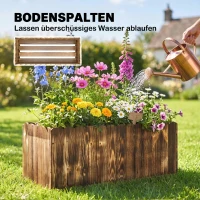 Outsunny Hochbeet Pflanzkasten Kräuterbeet Pflanzbeet Gemüse Blumenbeet Blumenkasten Tannenholz 80 x 33 x 30 cm(m-5)