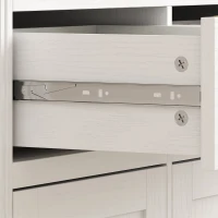 HOMCOM Aparador Alto de Cocina con 4 Puertas 2 de Cristal 2 Cajones y Estantes Ajustables Blanco(m-7)