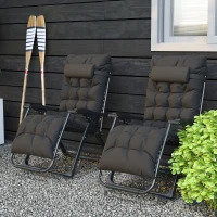 Outsunny 2 Piece Reclining Zero Gravity Sun Loungers with Cushions, Black(m-9)