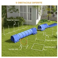 PawHut Set de Agilitate pentru Câini, 7 Piese, cu Fluier și Geantă de Transport, din Plastic și ABS, 89x69x99 cm, Alb Portocaliu Albastru(m-5)