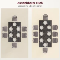 HOMCOM Ausziehbarer Esstisch, Erweiterbarer Tisch für 6-8 Personen, Küchentisch mit soliden Stahlbeinen(m-4)