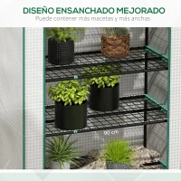 Outsunny Invernadero Resistente de 5 Niveles con 1 Puerta con Cremallera Anti-UV Diseño Ensanchado y Estantes 90x49x193 cm Blanco(m-4)