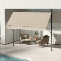 Outsunny Toldo Manual Retráctil con Manivela 350x120x210-300 cm con Altura Ajustable Impermeable y Anti-UV Arena(m-10)