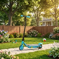 AIYAPLAY Electric Scooter for Kids Aged 6-14 Years, with Colourful Lights, Blue(m-10)