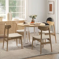 HOMCOM Tavolo da Pranzo Rotondo Moderno per 4 Persone, Ø100x75cm, Legno Naturale e Bianco(m-10)